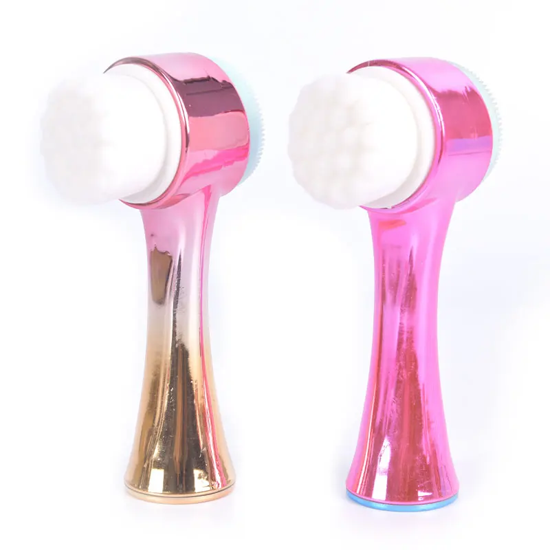 

2 In 1 Facial Cleanser Brush Face Cleaning Vibration Facial Massage Spin Facial Brush Double-Sided Silicone Skin Care Tool