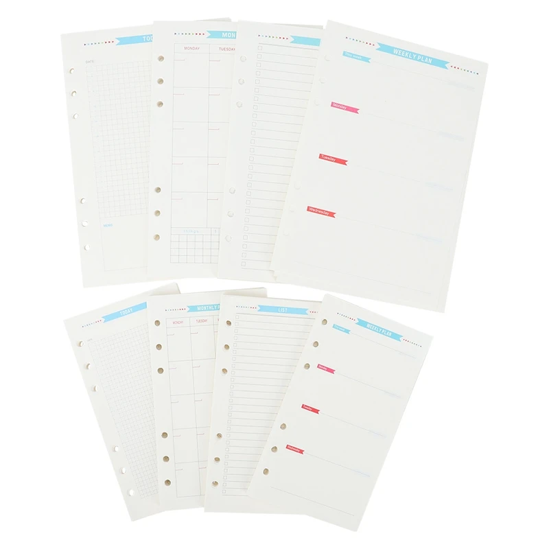 

6 Holes Loose Leaf Notebook Spiral Planner Refill Inner Paper A5 A6 Pages Diary Weekly Monthly Plan To Do List For Filofax