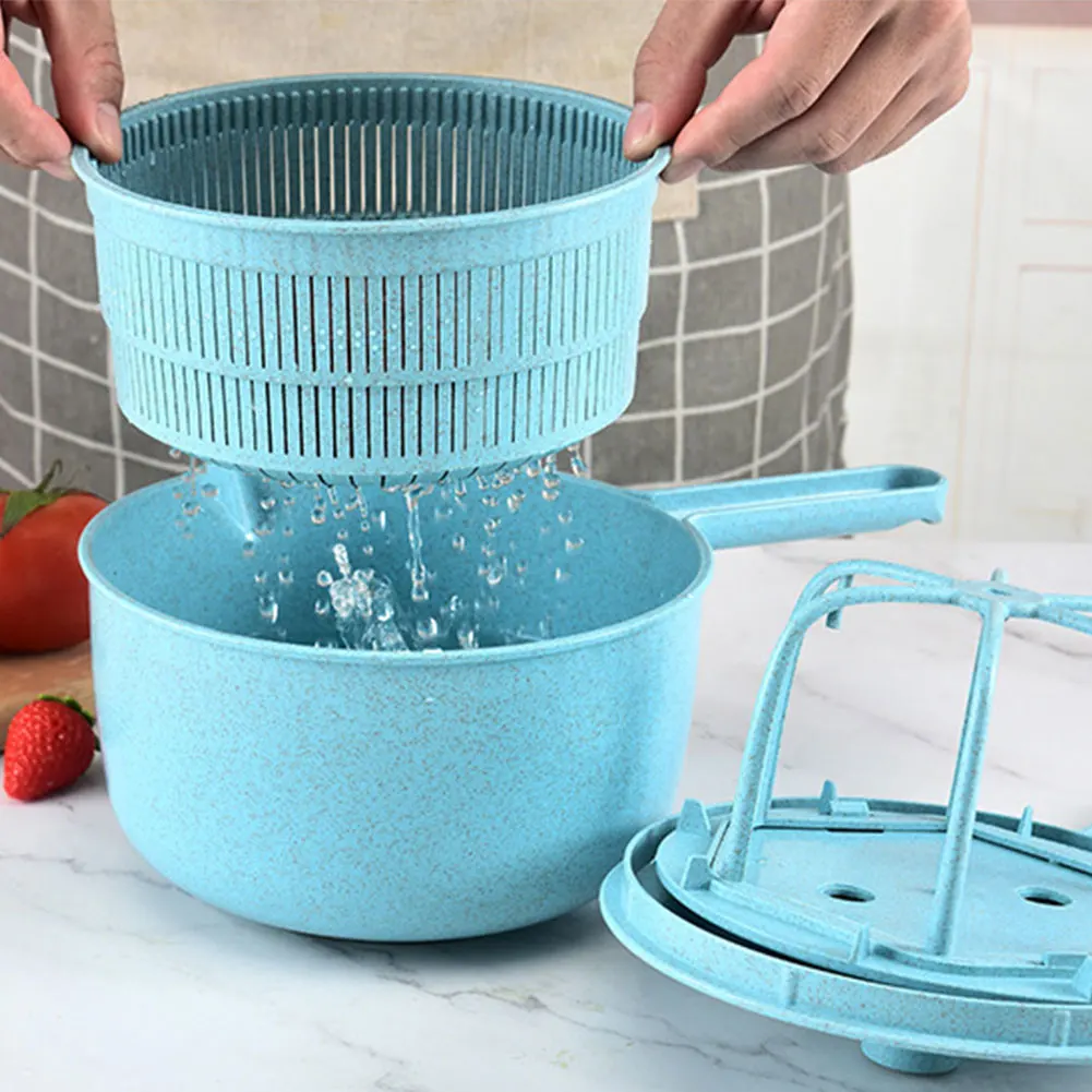 

Спиннер для салата, ручной Дегидратор для овощей, сушилка для фруктов, смеситель для салата, зеркальная Пшеничная солома, Многофункциональн...