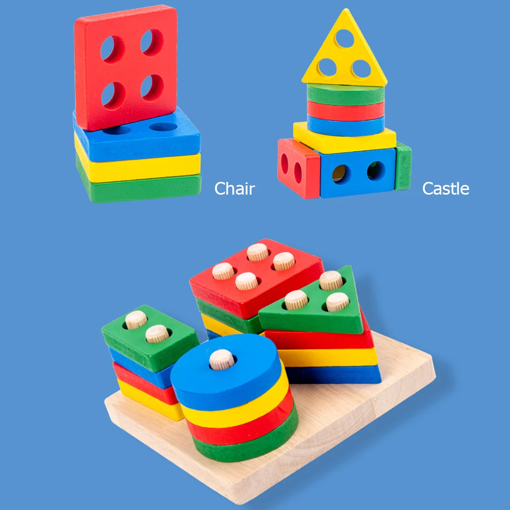 Набор детских деревянных математических игрушек с геометрическим рисунком |