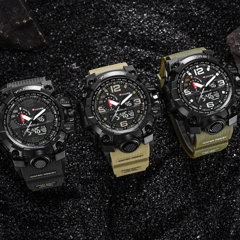Men Military Watch 50m Waterproof Wristwatch LED Quartz Clock Sport Watch Male relogios masculino Sport S Shock Watch Men