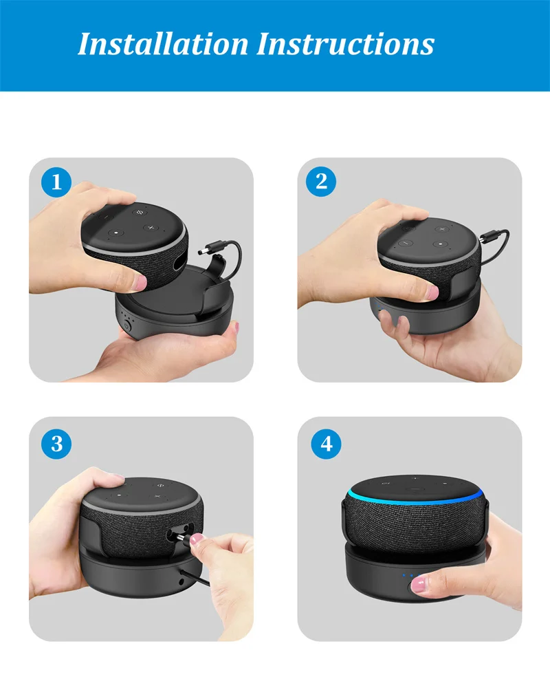 Аккумуляторное основание для Alexa Echo Dot 3 3-го поколения портативное и