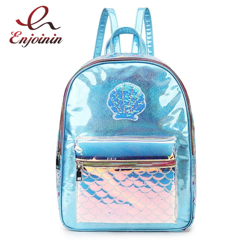 

Dazzling Fashion Good Quality Shell Sequin Cartoon Pattern PVC Large Capacity Backpack Travel Backpack School Bag Shoulder Bag