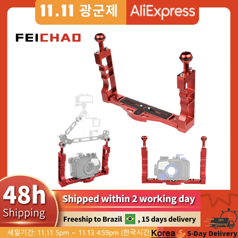 

Diving Dual Handle Tray Stabilizer Rig Aluminum for GoPro DSLR Camera Underwater Housing Case Smartphone Tripod Mount Bracket