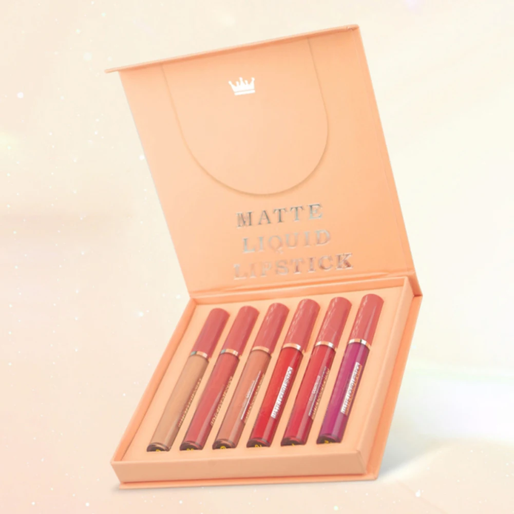 

New 6pcs Matte Liquid Lipstick Makeup Set Long-Lasting Wear Non-Stick Cup Waterproof Lip Gloss 36g