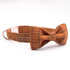 Уникальный стиль лапы Хэллоуин оранжевый клетчатый собачий ошейник с галстуком-бабочкой мягкий и хлопчатобумажный тканевый ошейник регулируемая металлическая пряжка