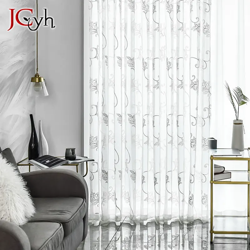 

Embroidered Tulle Curtains Window For Living Room Bedroom Kitchen White Sheer Curtains For Window Fabric Rideaux Voilage