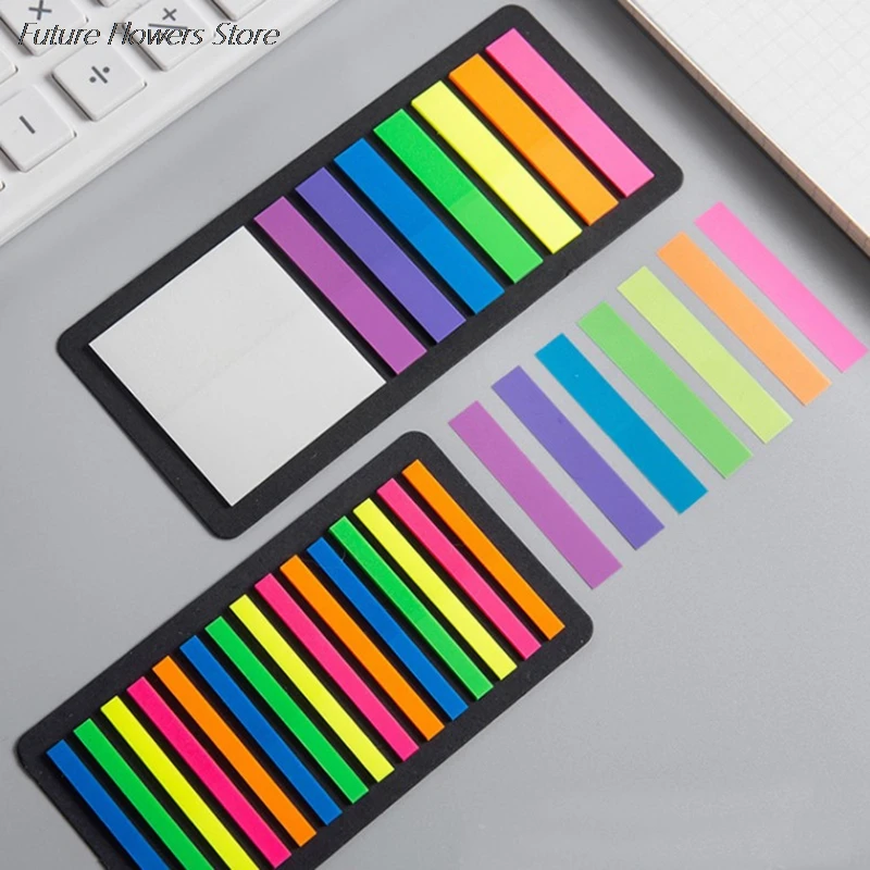 

160/300 pcs Color Transparent Fluorescent Index Memo Pad Tabs Flags Sticky Note Stationery Sticky Notes Bookmark Office Supplies