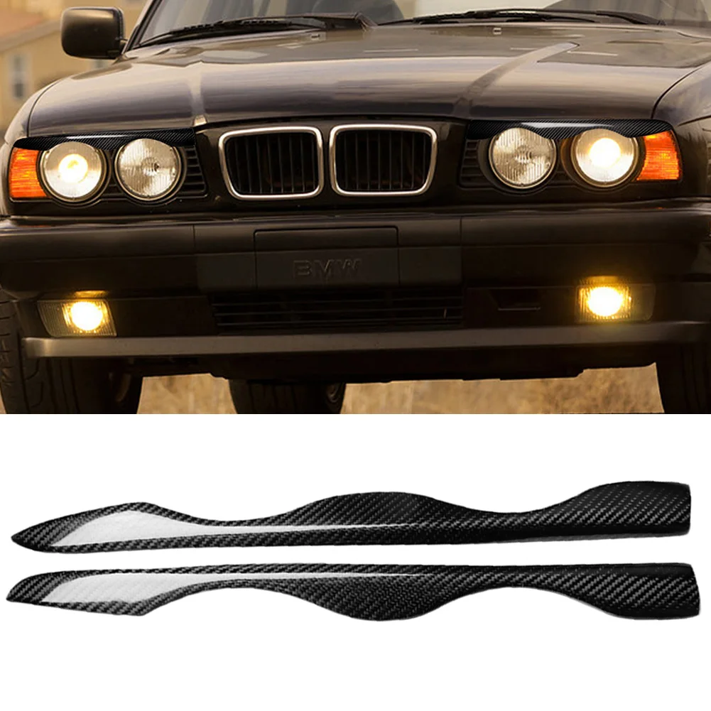 

Automobile Headlight Eyelids Trim Decorative Stickers Carbon Fiber for BMW E34 5 Series 1988-1996 Car Exterior Accessories