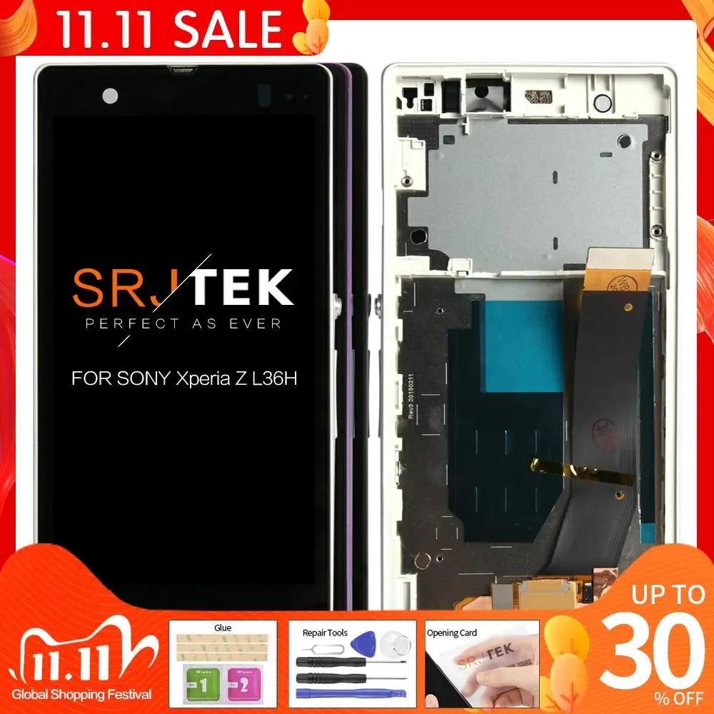 Оригинальный дисплей для SONY Xperia Z ЖК сенсорный экран с рамкой сменный L36H C6603 C6602 C6606