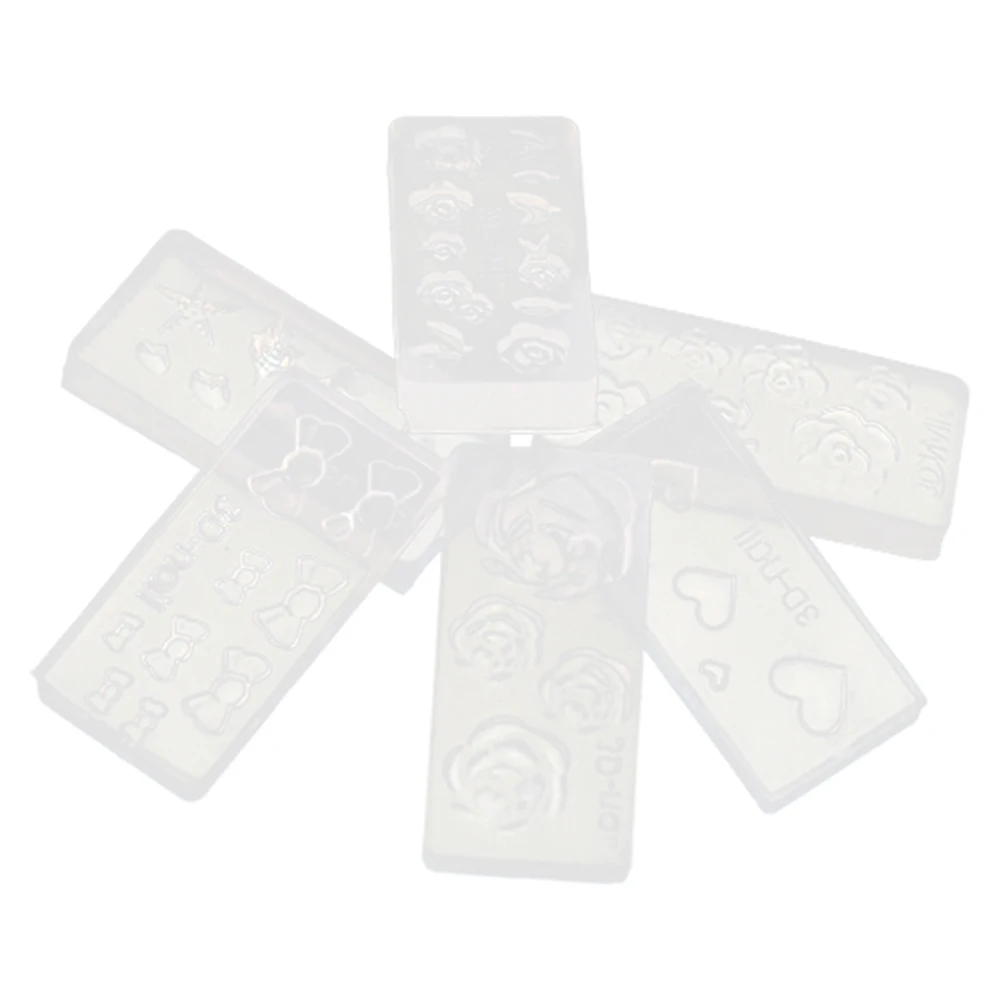 6 шт. прозрачные акриловые формы для маникюра с несколькими узорами|Комплекты и