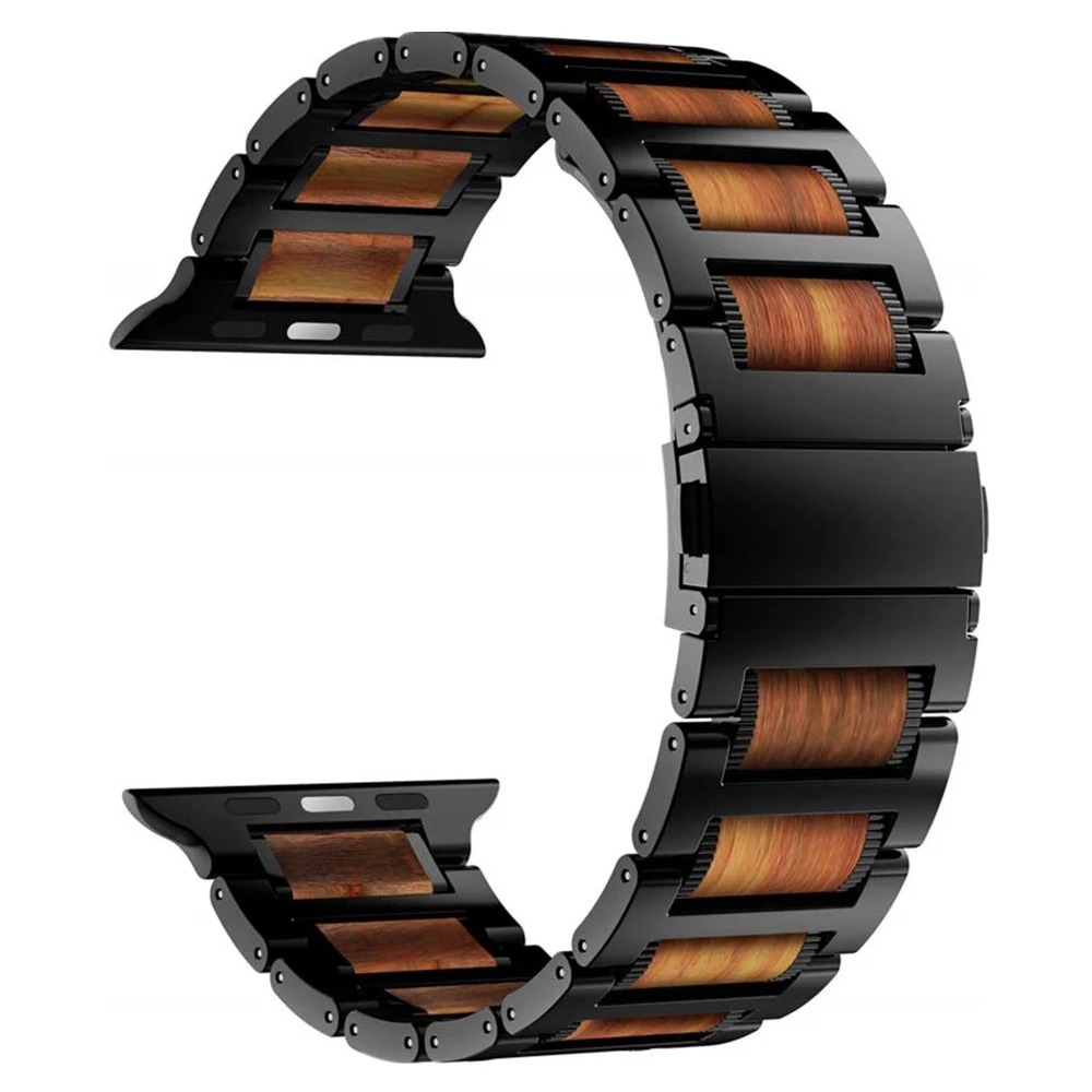 Браслет из нержавеющей стали для apple watch series 5 браслет натурального сандалового
