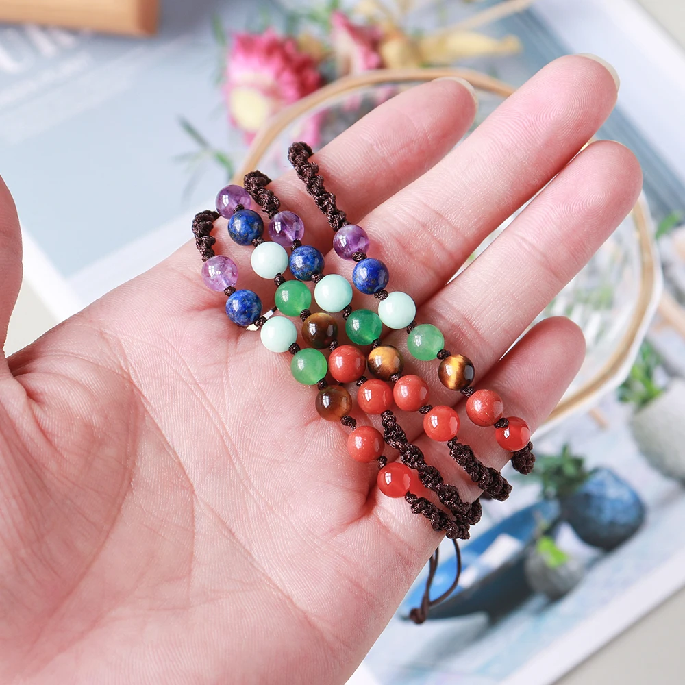 1 шт. браслет с натуральным кристаллом 7 цветов семь чакр хрустальный шар