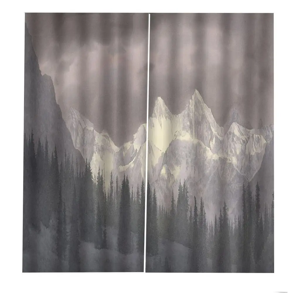 Серые занавески зеркальные для горных фотографий затемняющие оконные роскошные