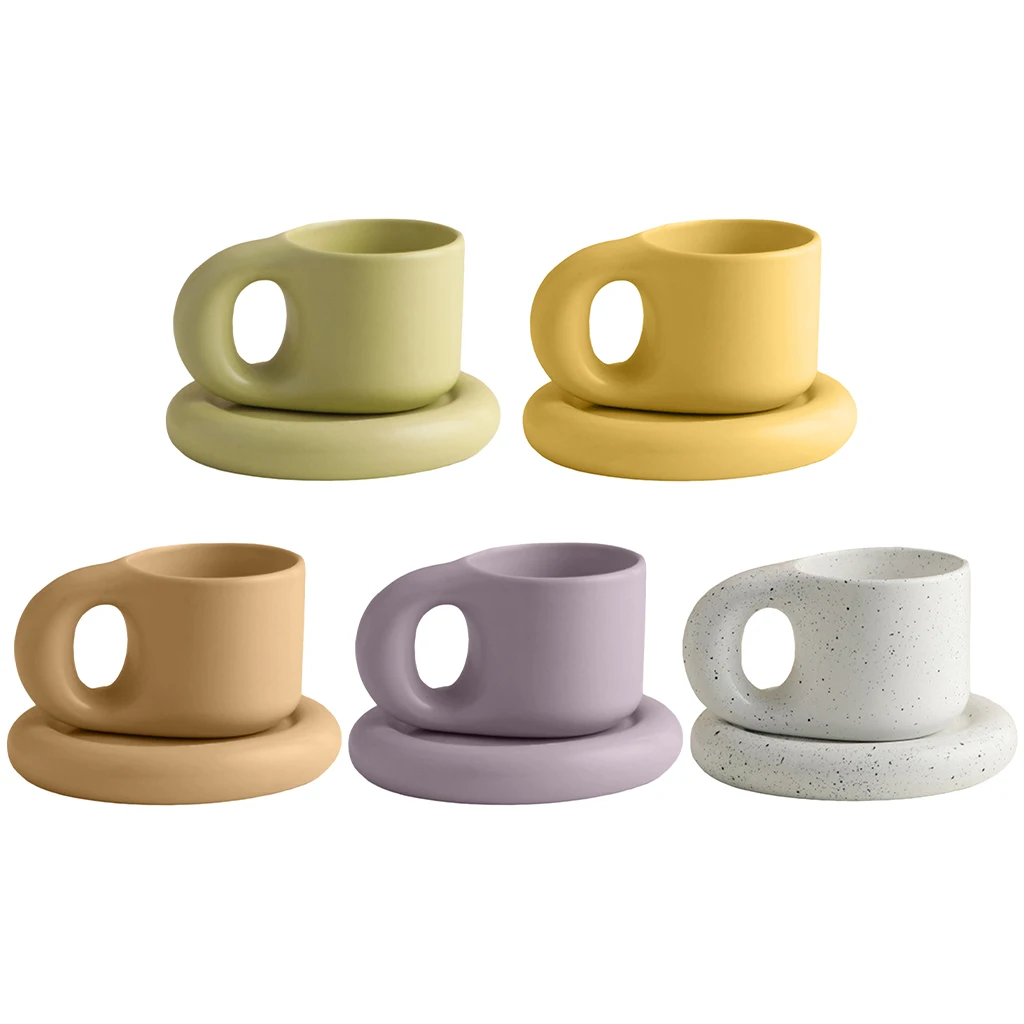 Керамическая кружка с толстой ручкой кофейная тарелкой для молока воды питьевой
