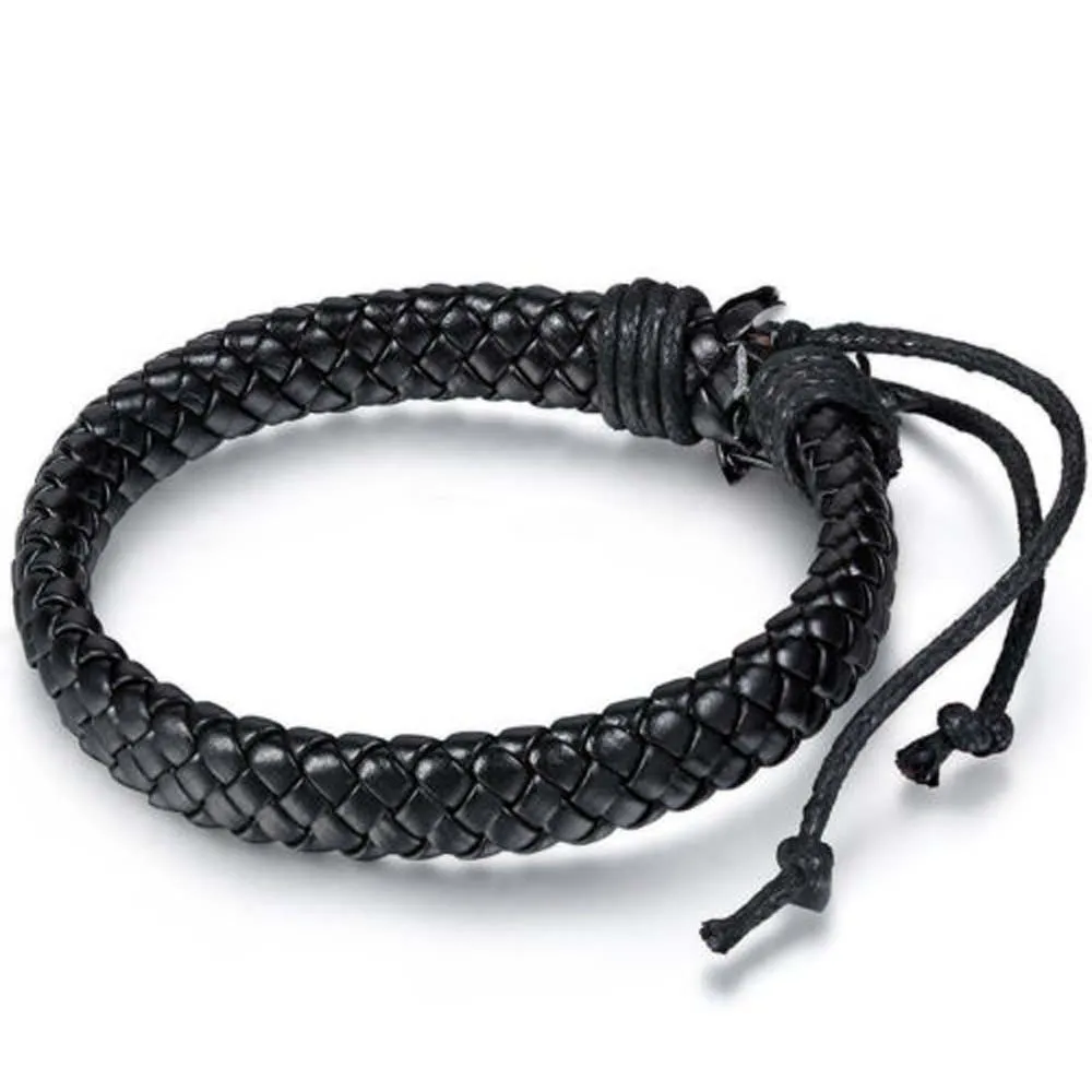 New Punk Men Leather Bracelet Bangle Cuff Rope Jewelry Black/Brown Braided Adjustable Fashion Bangles | Украшения и аксессуары