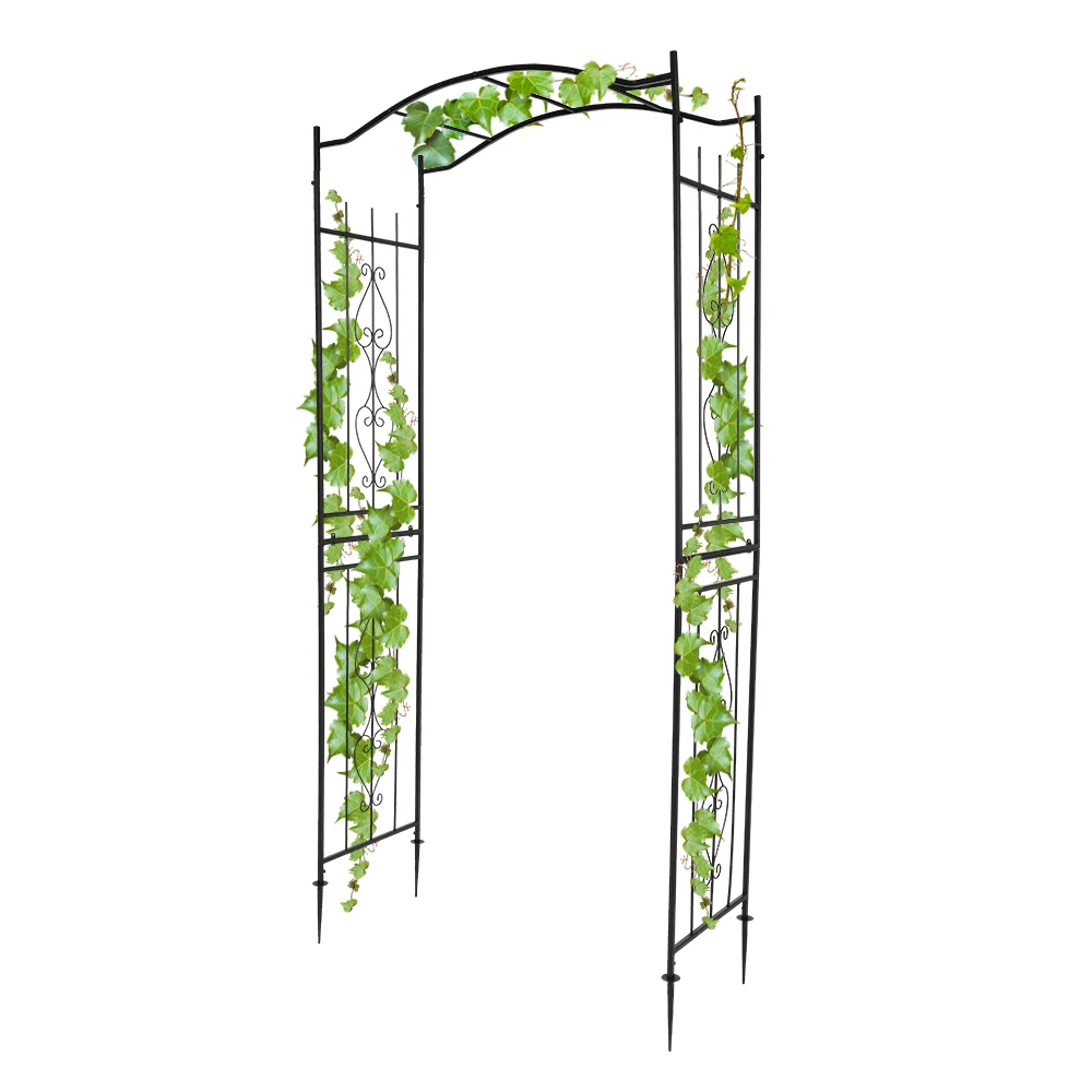 

Bridge Roof Wrought Iron Arches Plant Climbing Frame Beautifully Crafted Sturdy Rustproof Easy Installation Black[US-Stock]