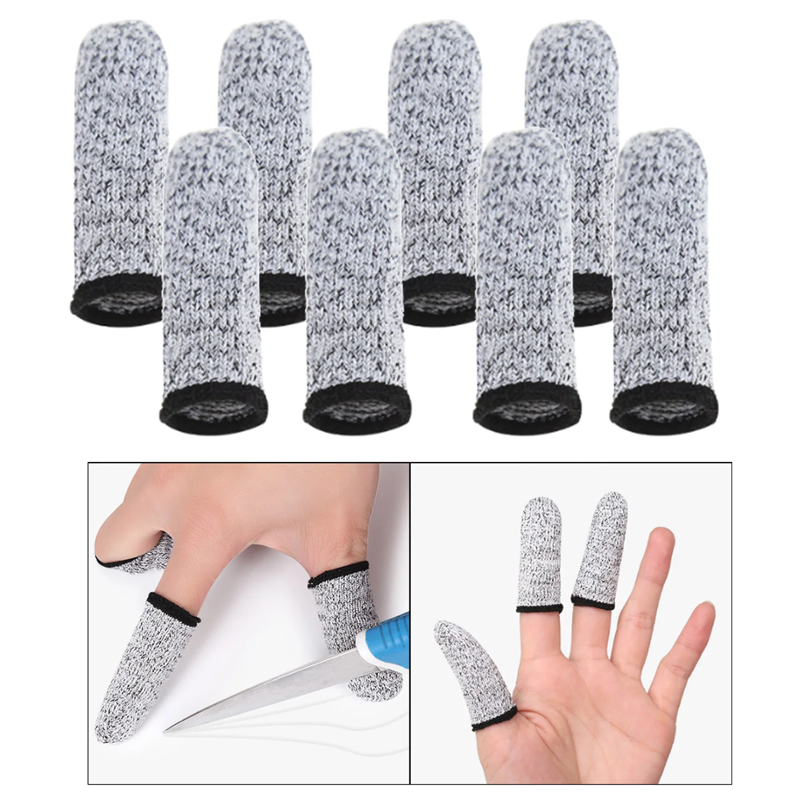 

8pcs Reusable Finger Cots Cut Resistant Protection Fingertip Sleeves Caps Covers