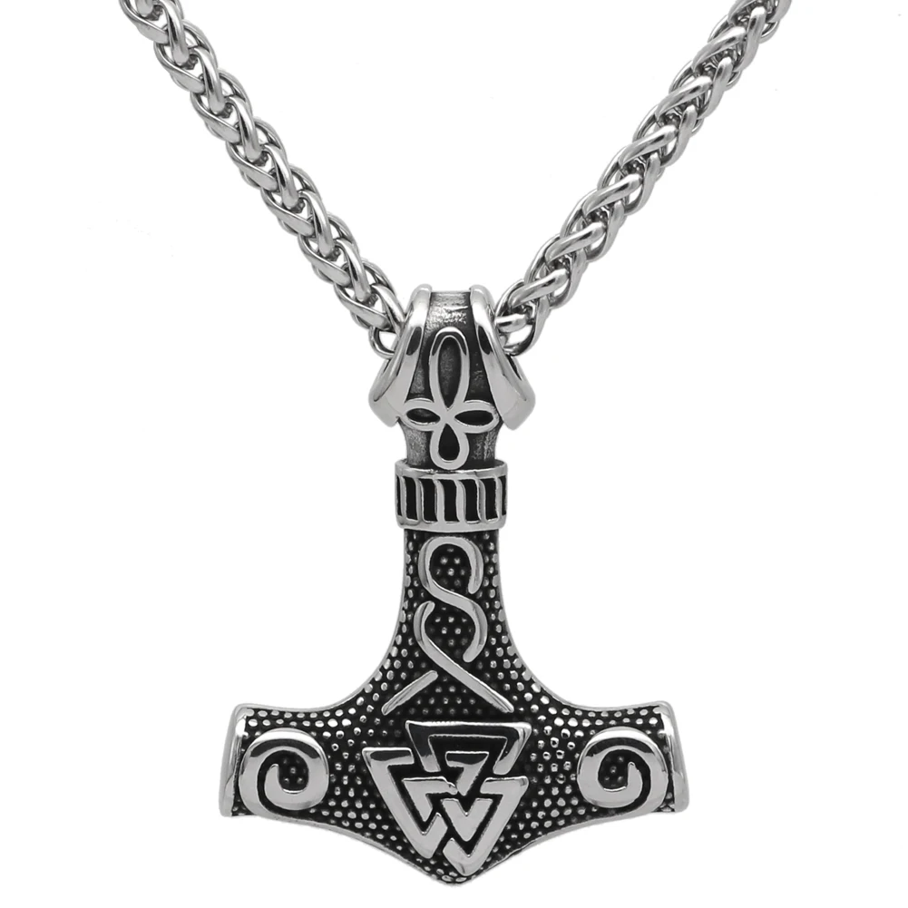 Viking Молот Тора мьельнир ожерелье мужчин нержавеющая сталь valknut один с подарочный