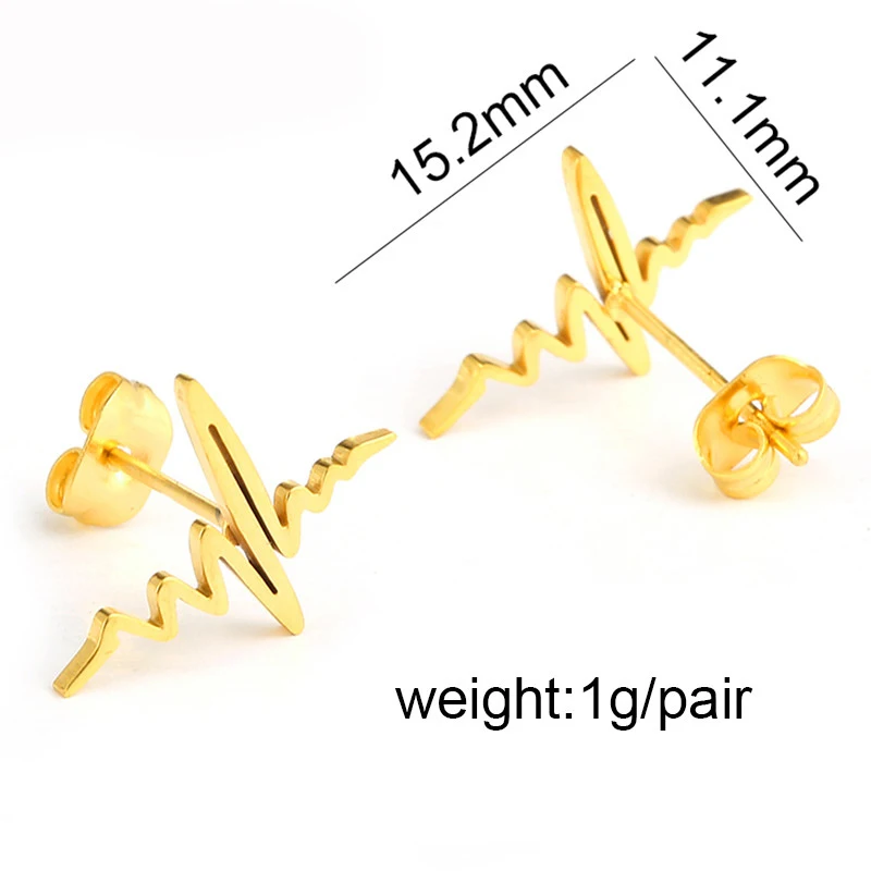 Модные волнистые серьги гвоздики с сердцебиением Летние красивые медицинские