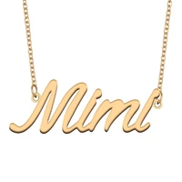 mimi name necklace for women stainless steel jewelry 18k gold plated nameplate pendant femme mother girlfriend gift