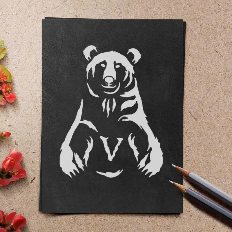 

G92E 12pcs/set Animals Stencil Drawing Template Ruler for Painting Board DIY Album Scrapbooking Decor