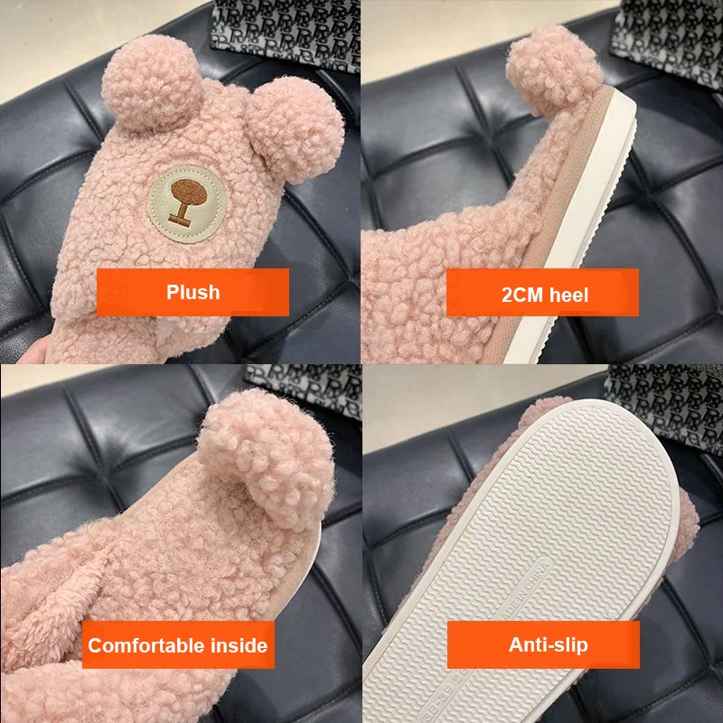 

2020 Autumn New Furry Slipper for Women Fashion Indoor Shoes Woman Lazy Soft Slides Female Casual Womens Flat Slippers for Home