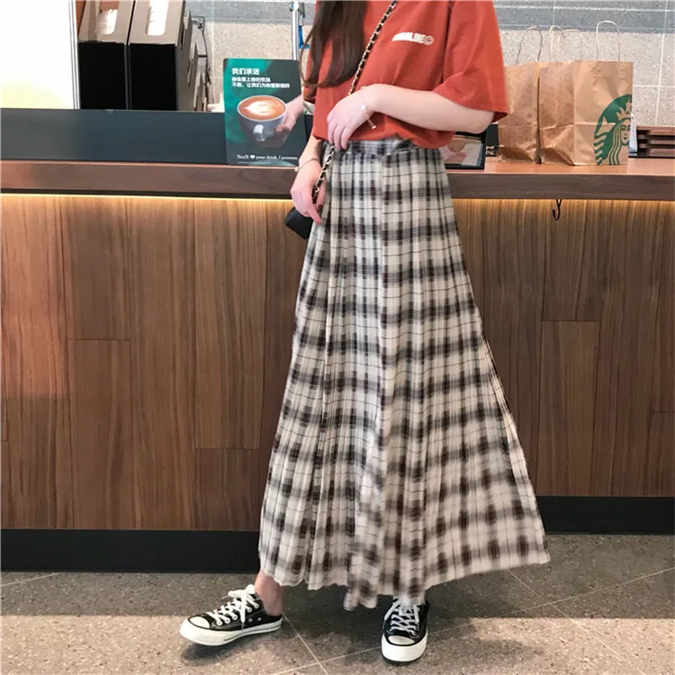 Faldas Mujer Moda Harajuku юбка японская, длинные юбки для женщин Макси Faldas Mujer Moda, консервативный стиль, трапециевидная Женская юбка