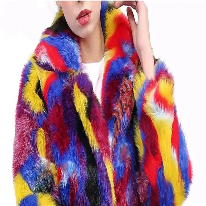 Women's fur coat new faux fox fur clothes mid-length fur suit collar winter autumn コート женская зимняя куртка jaqueta feminina