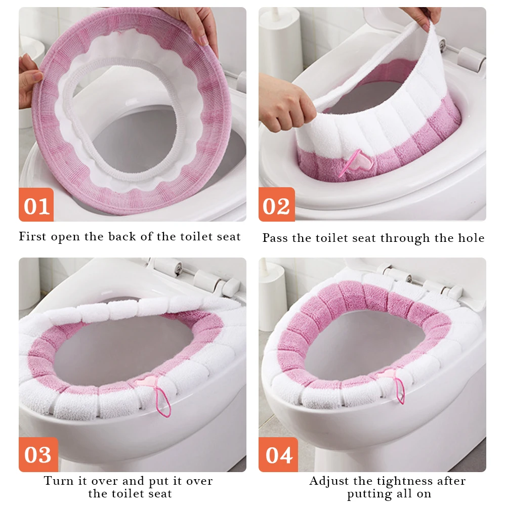 

1PC Bathroom Washable Toilet Seat Winter Warm Plush Toilet Pads Toilet Seat Covers Bathroom Essentials Comfortable Toilet Seat
