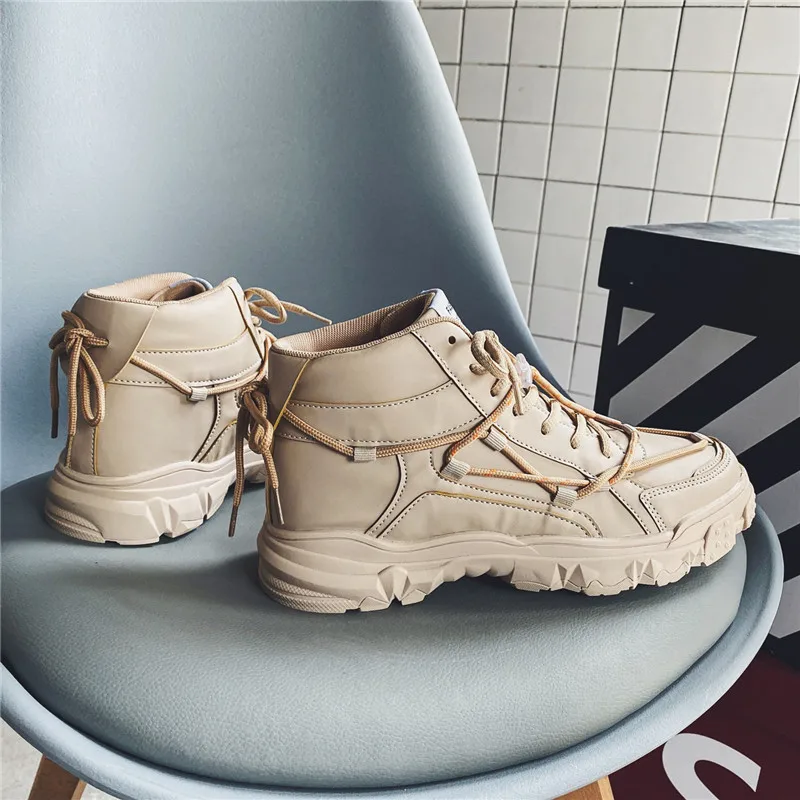 

Wholesale Autumn Men Casual Shoes High-top Young Boots Male 2020 Sapato Masculino Mens Lace Up Shoes Men Designer Sneakers Sale