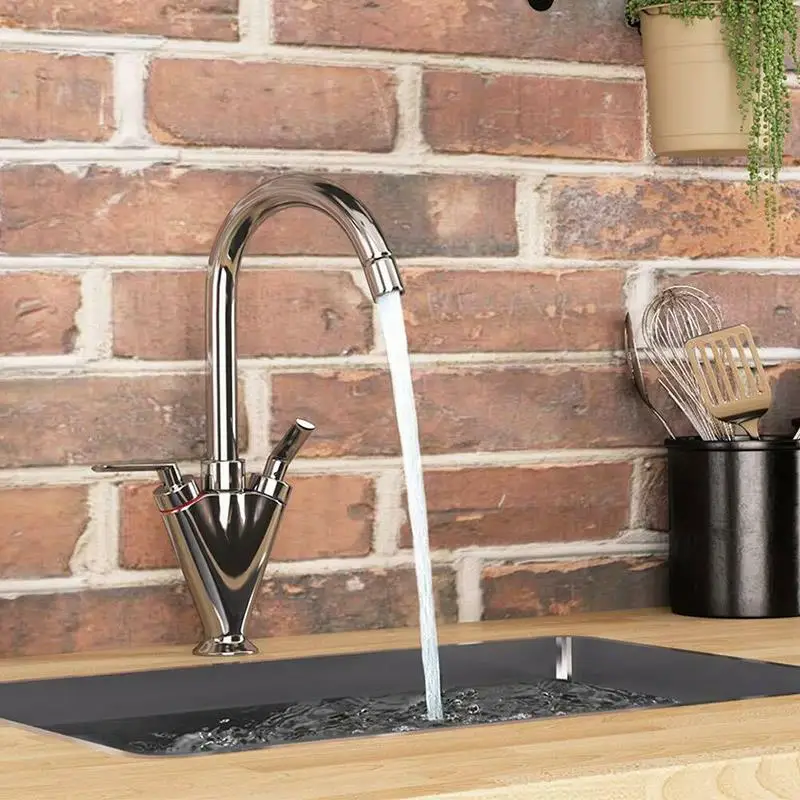 Kitchen Basin Tap Sink Mixer Twin Dual Lever Taps Swivel Chrome Waterfall Faucet For Bathroom | Обустройство дома