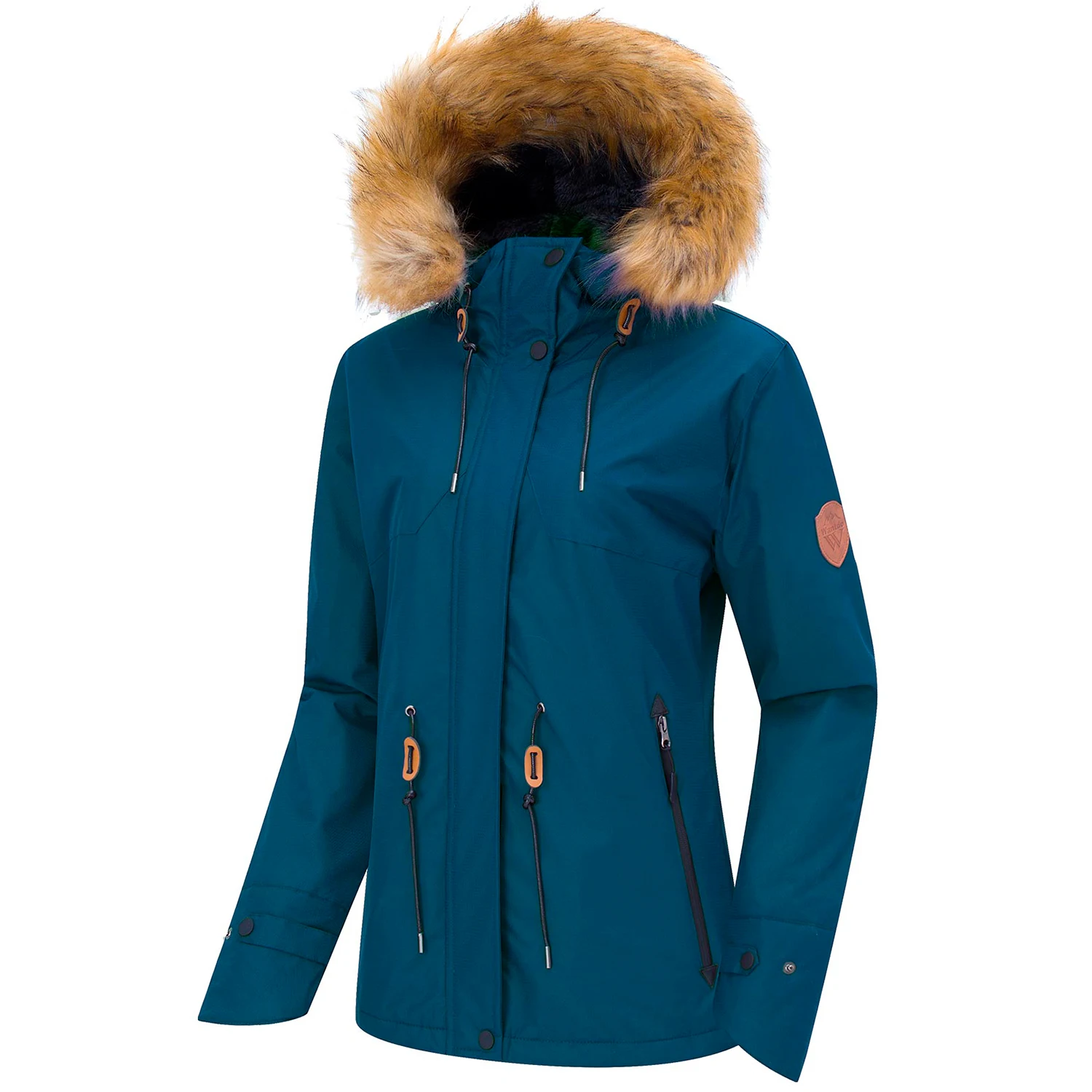 

Wantdo Women's Waterproof Ski Jacket Hooded Winter Snow Coat Mountain Snowboarding Jackets Insulated Fleece Parka