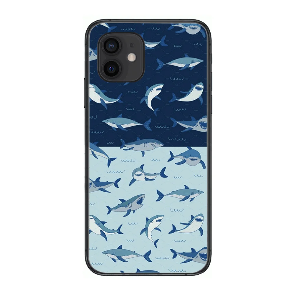 

Ferocious sea whale shark Style Phone Case cover For iphone 12 pro max 11 8 7 6 s XR PLUS X XS SE 2020 mini black cell shell