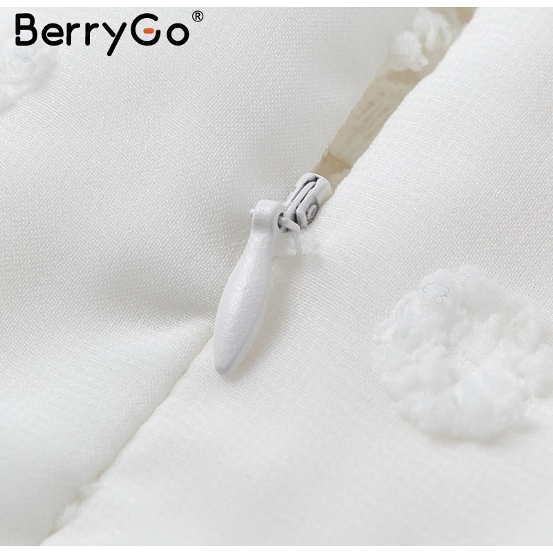 BerryGo элегантное осенне-зимнее белое платье женское винтажное кружевное платье в горошек женское шифоновое короткое платье с длинным рукавом vestidos