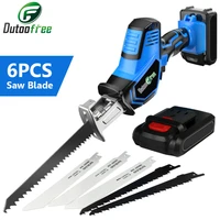 1 set 12v21v cordless reciprocating sawssaber saw portable electric power tools jig saw with led light and 6pcs saw blade