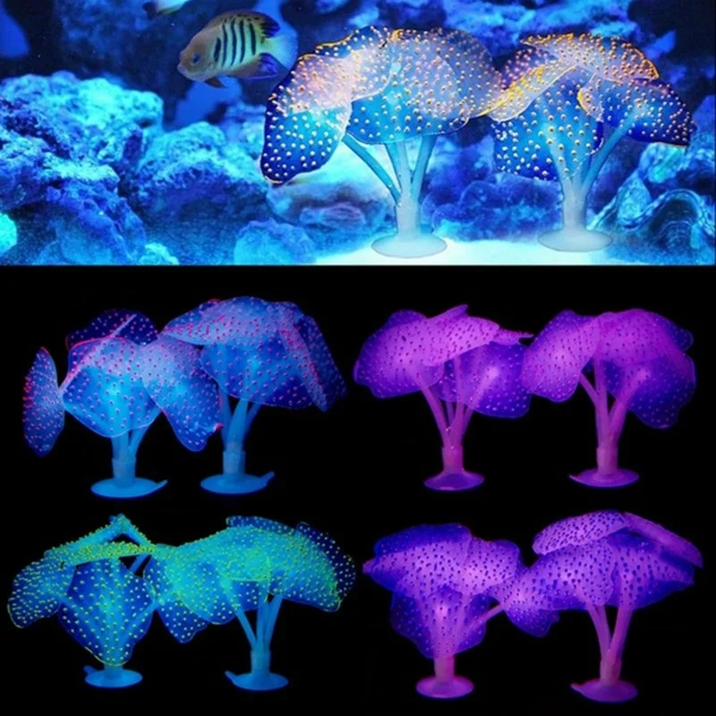 

1pc Fish Tank Landscaping Aquatic Plants Fluorescent Coral Silicone Simulation Jellyfish Ornamental Fish Aquarium Decor Supplies