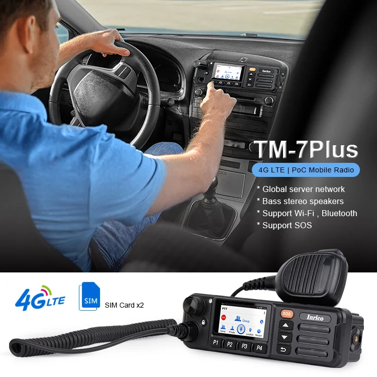 

Inrico TM-7plus 4G Zello Network Walkie Talkie SOS Mobile Radio PTT Android 7.0 Car Radio Touch Screen GPS WiFi BT Walkie Talkie