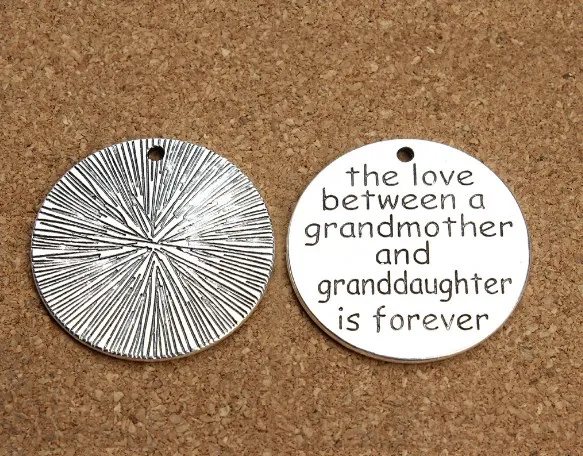 

10pcs/lot 33mm Round lettering Connector Metal Alloy Pendant For DIY bracelet Jewelry Making ddr4