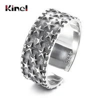 kinel trendy new 100 pure 925 sterling silver stackable star rings for women free size adjustable vintage ring fine jewelry