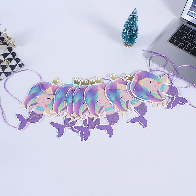 Баннер для вечеринки русалка 3 м|Флажки вымпелы и конфетти| |