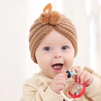 babi girl headband childrens woolen knitted hats keep warm infants and young childrens headband bunny pullover hat 2022