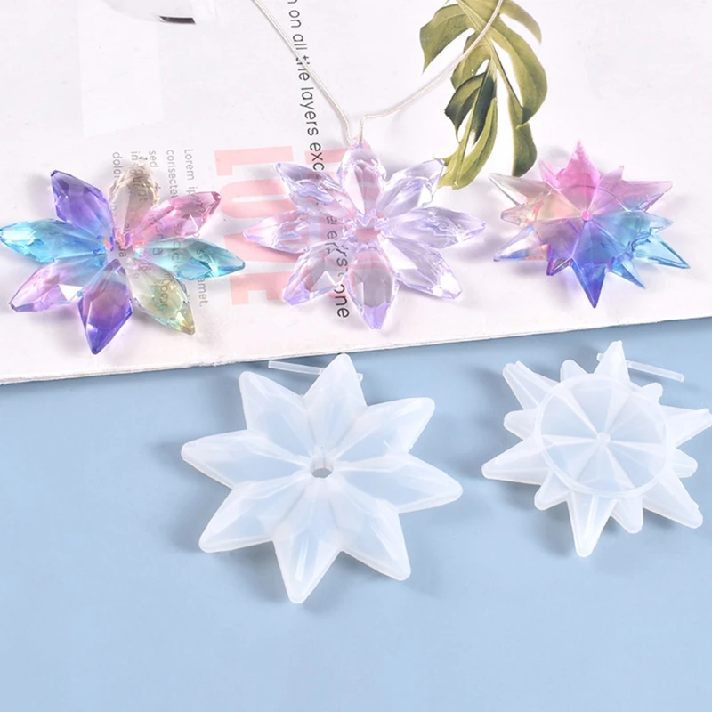

Crystal Epoxy Resin Mold Christmas Ornaments Snowflake Pendant Silicone Mould N58F