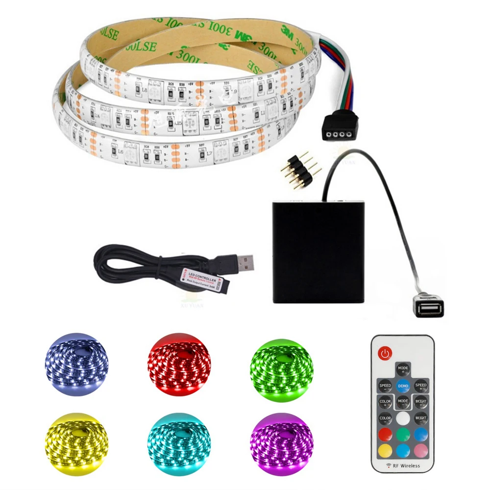Светодиодная лента 5050 SMD с питанием от USB водонепроницаемая RGB дистанционным