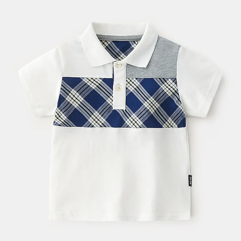 Boys Polo Shirt Plaid White Short Sleeve Shirts For Children School Baby Clothes |