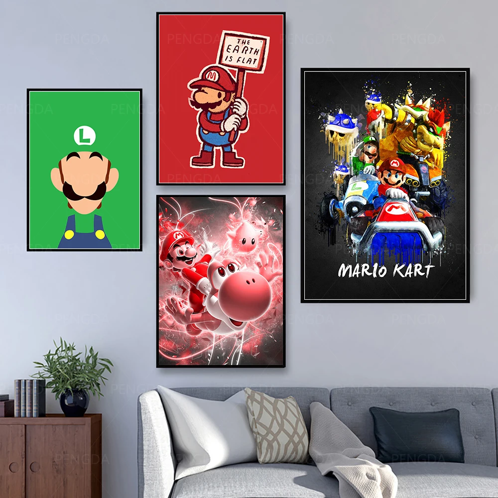 

Home Decor Painting Canvas Print Poster Modern Wall Art Modular Cartoon Anime Mario Funny Picture Bedroom Background No Frame