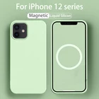 Официальный чехол из жидкого силикона для iPhone 12 Pro Max, роскошный Магнитный чехол 1:1 с беспроводной зарядкой для iPhone 13 Pro Max