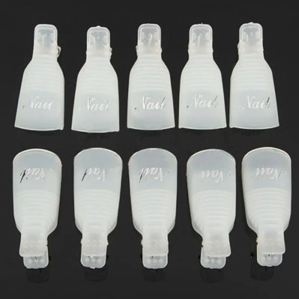 

10pcs Gel Lak Remover Wraps Plastic Nail Polish Remover Clip Nail Art Soak Off Cap Nail Degreaser Cleaner Tips For Fingers Tools