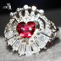 yayi fine jewelry fashion princess claw set cut red cubic zirconia silver color engagement wedding party leaves gift rings