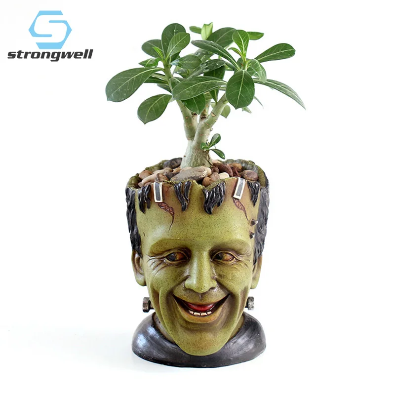 Strongwell цветочный горшок с франкенштейном контейнер из смолы фигурка научного